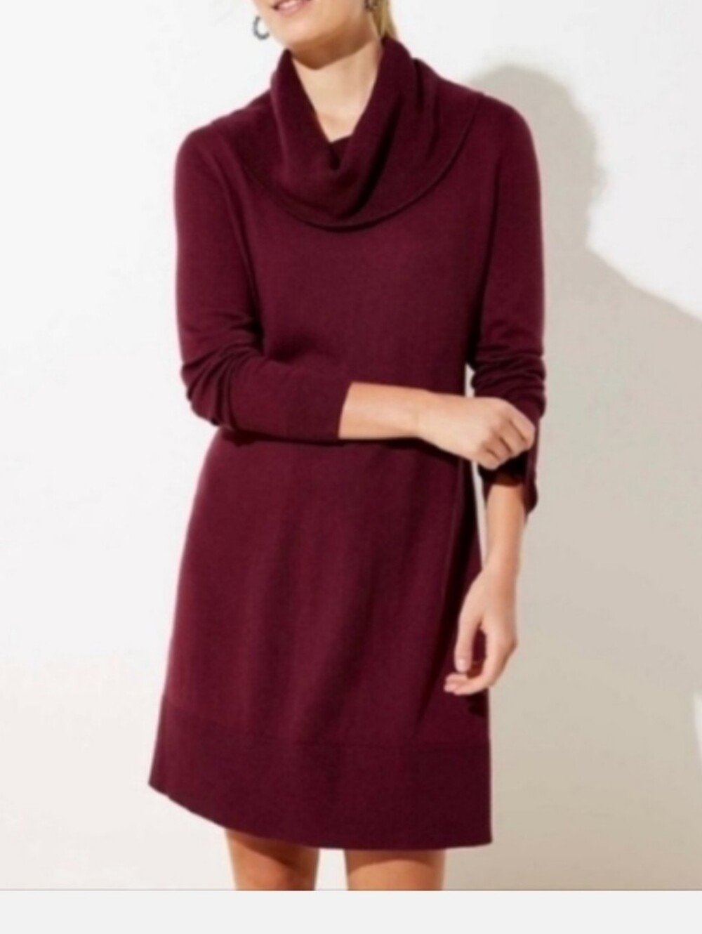 NWT LOFT COWL Purple Maroon SWEATER DRESS